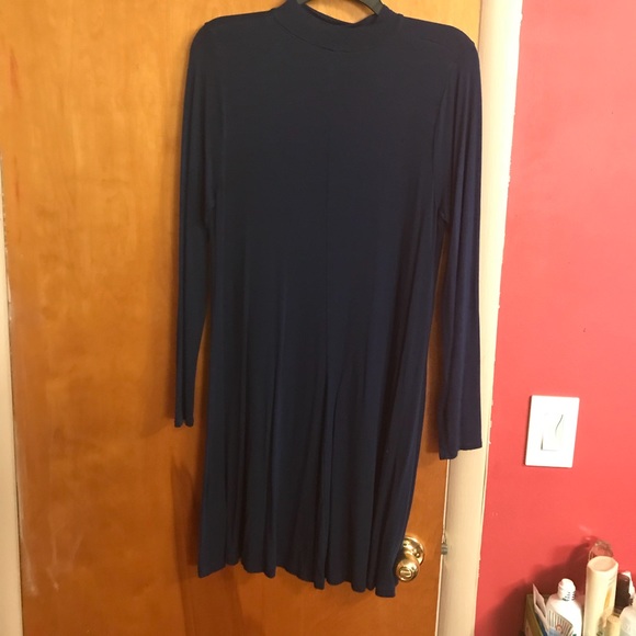 EXPRESS | Navy Long Sleeve Skater Dress w’Choker - Picture 2 of 4